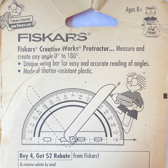 Fiskars Vintage Protractor New In Package Transparent Swing Bar 95400 - Picture 8 of 9